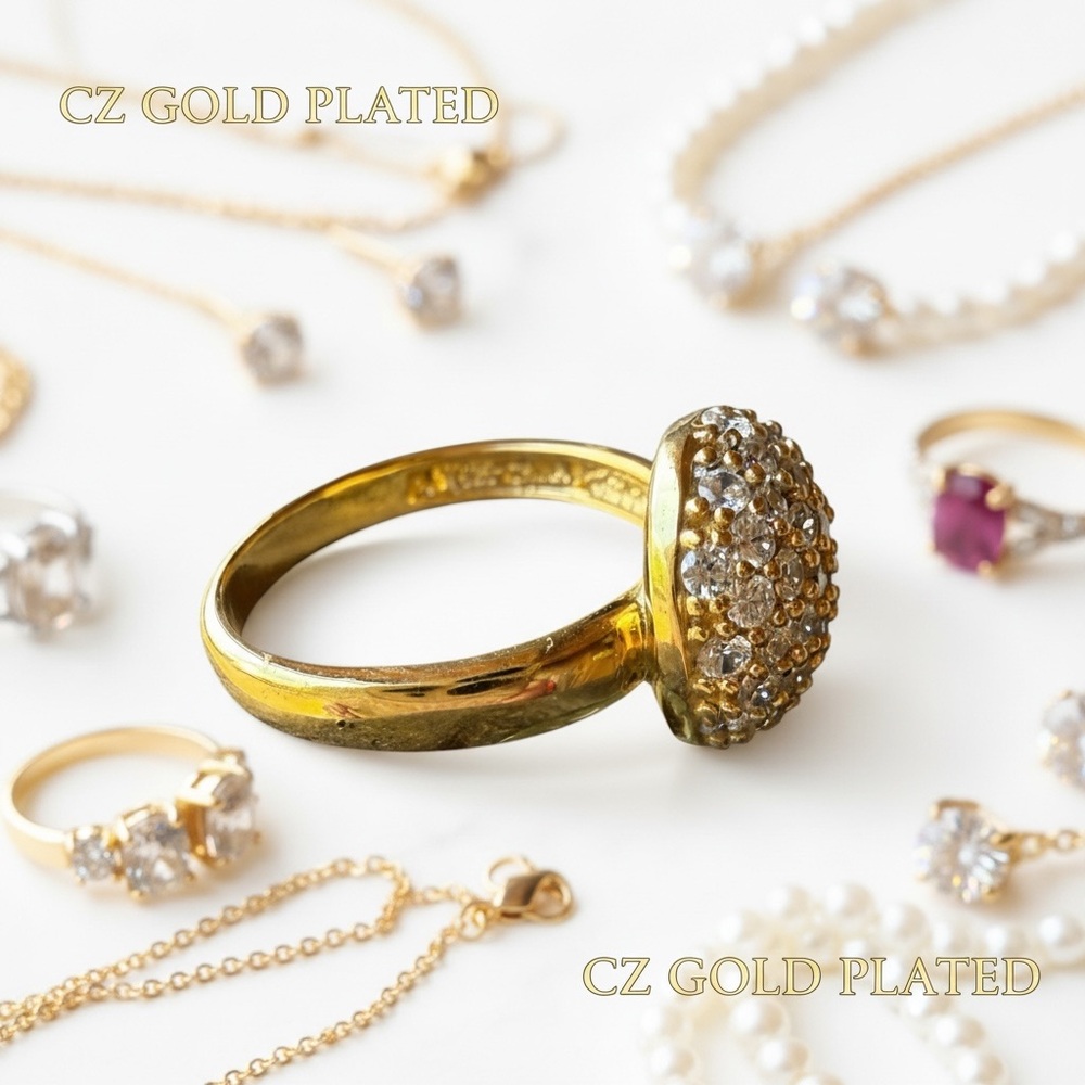 Gold Mossanite Dome Ring - Picture 5 of 8
